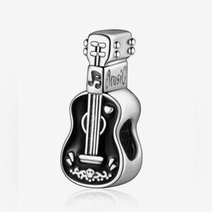 Silver and Black Guitar Charm